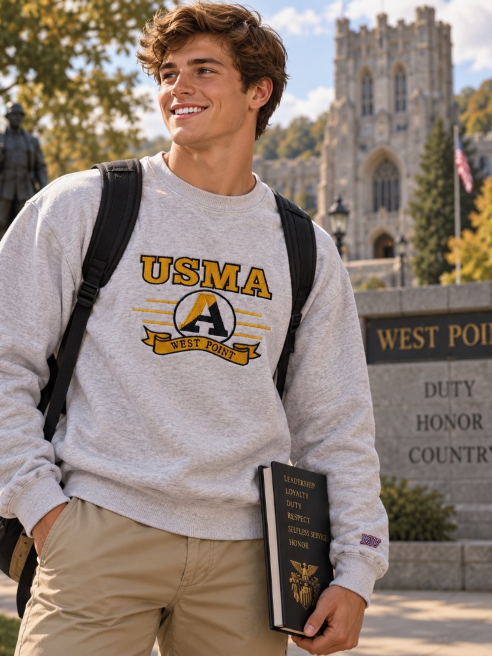 Vintage USMA West Point Embroidered Crewneck Sweatshirt XL USA Made College